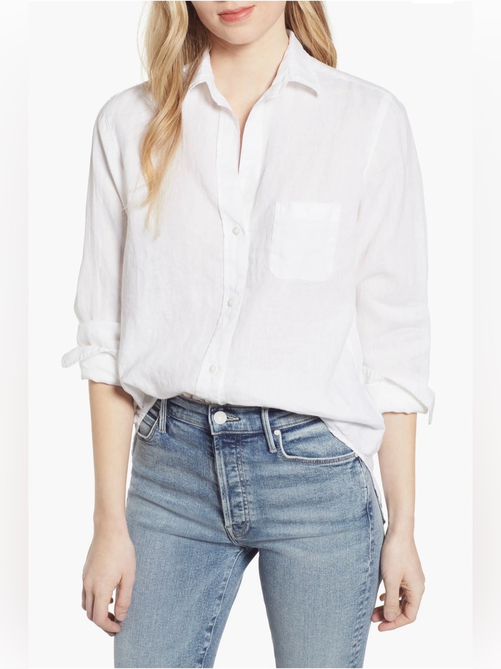 Grayson The Hero tumbled linen shirt in White - women’s size medium